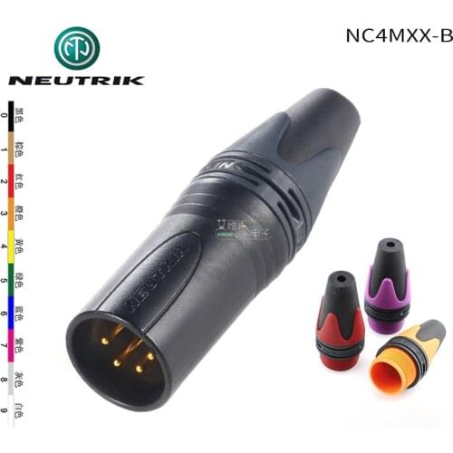 NEUTRIK NC4MXX-B 4-pin XLR Cannon plug Sennheiser DIY modified headset gold-plated with color tail sleeve
