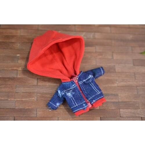 OB11 doll clothing size Fashion hooded top torn Korean version of the monochrome cowboy coat male and female doll accessories