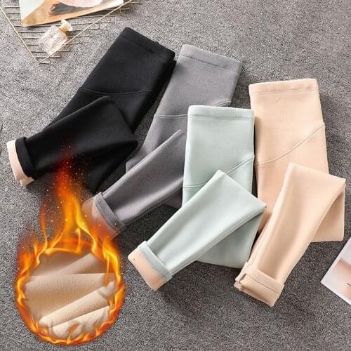 Autumn Winter Maternity Skinny Legging Korean Fashion Slim Pencil Pants Clothes for Pregnant Women Thicken Warm Pregnancy