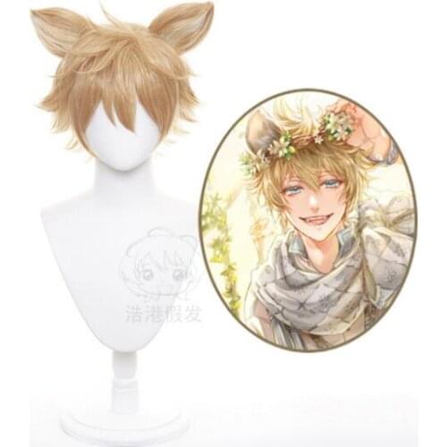 Anime 30cm Men Women Short Wig Game Twisted Wonderland Ruggie Bucchi Wig With Ears Cosplay Costume Heat Resistant Synthetic Hair