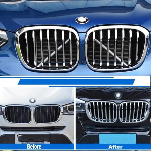 ABS Chrome Front Center Grill Grid Grille Cover Trim 14pcs For X3 G01 X4 G02 2018 2019 Car Styling Accessories