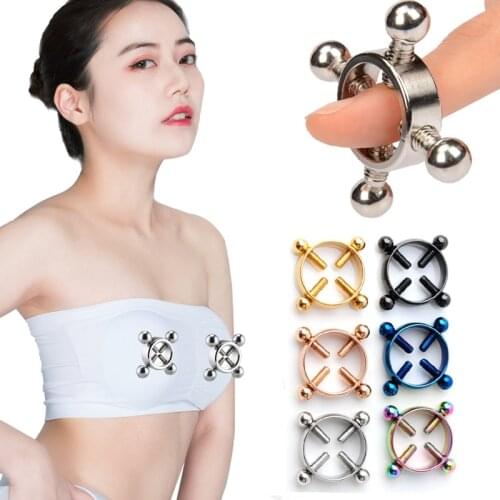 Fake nipple piercing body jewelry Couple flirt tongpiercing septum falso body jewelry Correction of nipple collapse and skewness