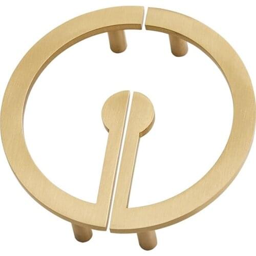 1 Pair of Semi Circular Handles Brass Gold Cabinets Handle for Cupboard Drawer Bookcase Furniture Door (with Screws)