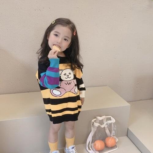 Girls Sweater Babys Coat Outwear 2021 Brear Thicken Warm Winter Autumn Knitting Scoop Pullover Christmas Gift Childrens Clothi