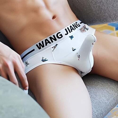 Elephant Nose Briefs Men Cartoon Printed Panties Ice Silk Big Penis Bag Underwear Convex Pouch Underpants with Penis Sheath A50