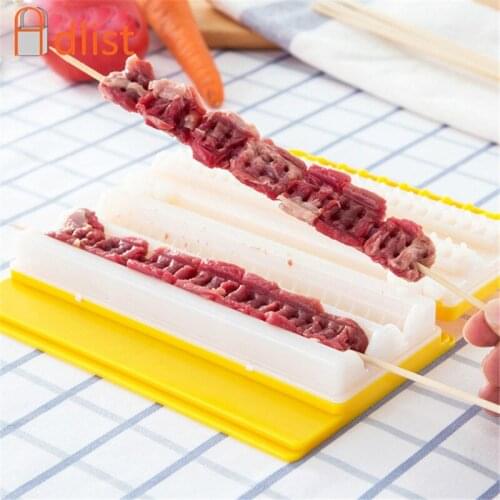 1/2pc Double Row Barbecue Skewer Machine Wear Meat String Device Portable Maker Single Row Outdoor Kitchen Wear Flesh BBQ Tools