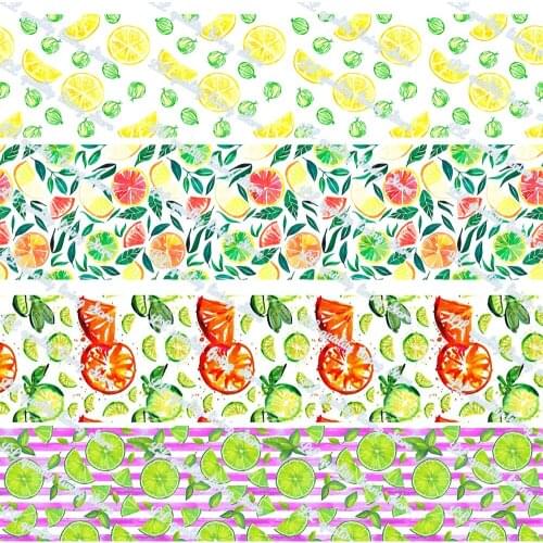 16-75MM Cartoon Lemon Printed Grosgrain Ribbon 50 Yards/Roll Tape Clothing Bakery Gift Wrapping Accessory Hairbow Head