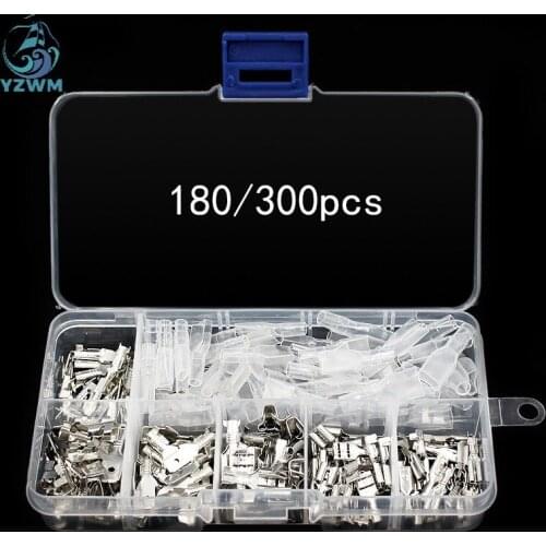 180 / 300pcs Plug Spring + Insert Piece + Sheath 6.3/4.8/2.8 Plug In Cold Pressed Terminal Box