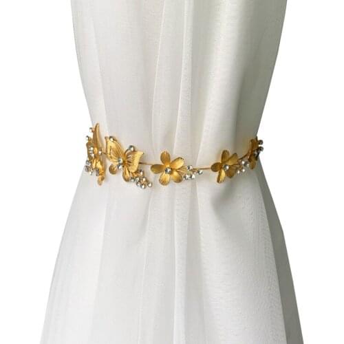 2PCS/SET Modern Curtain Tieback Metal Leaves Curtains Accessoires Tie Back Decoration Alloy Home Curtain Decor Alloy Tieback