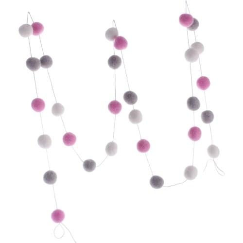 2pcs Handmade Wool Felt Ball Pom Pom Wedding Holiday Baby Shower Nursery Kids Room Wall ing Decoration 2 m