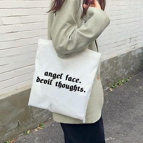 2021 hot Harajuku Tumblr Graphic female Shopping Bag Handbags 3 color Canvas Tote Bags Women Eco Reusable Shoulder Shopper Bags