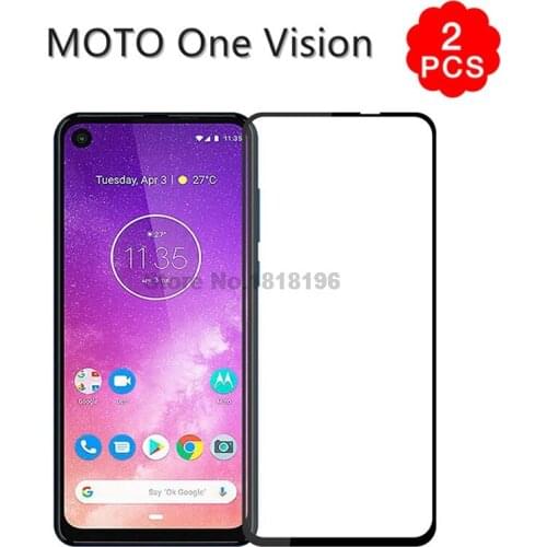 3D Full Cover Tempered Glass for Motorola Moto One Vision Screen Protector on Black Glass for Moto One Vision Mobile Phone Film
