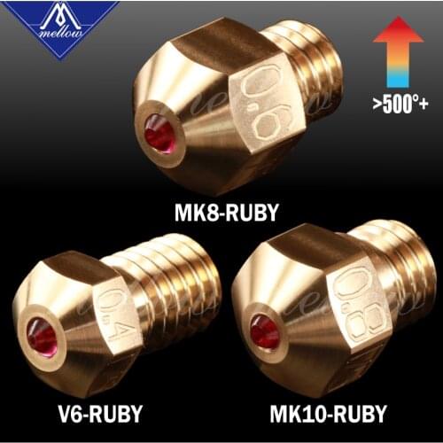 Mellow High Temperature 3d Printer NF-v6/mk10/mk8 Ruby Nozzle For Flashforge Micro Swiss Cr10 Mk8 E3d V6 Hotend