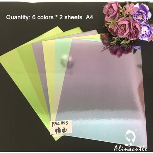 6 colors x 2sheet Cardstock Paper Card Stock Green Colours Shades Mirror A4 250gsm Scrapbooking paper pack craft pad Alinacraft