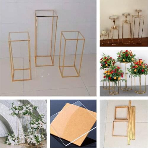 6pcs Iron Plinth Flower Stand Wedding Table Centerpieces Floral Bouquet Rack Cake Holder For Birthday Party Backdrops DIY Frame