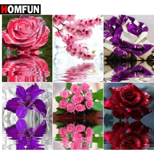 HOMFUN 5d Diamond Painting Full Square/Round ‘’Flower rose" Picture Of Rhinestone DIY Diamond Embroidery Home Decor