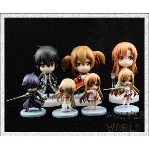 Anime figure doll wholesale sword art online SAO Kirigaya Kazuto Yuuki Asuna Q version full set of 4