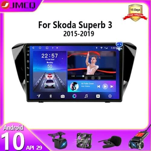JMCQ Android 9.0 Car Radio For Skoda Superb 3 2015-2019 Multimedia Player GPS Navigaion 2 Din DSP RDS Split Screen With Frame