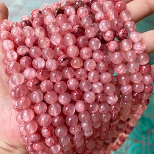 Natural Cherry Jades Stone Beads Round Loose Spacer Beads For Jewelry Making DIY Bracelets Necklace 15'Strand 4/6/8/10/12mm