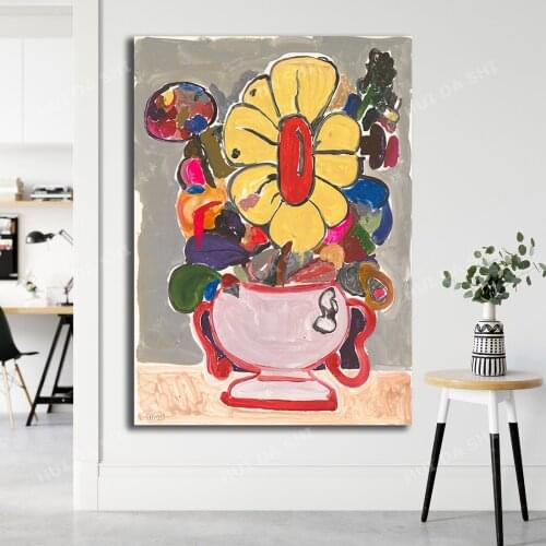 Flowers in Vase - Eddie Martinez Art Print, Pop Art Print, Abstract art print, Contemporary Art, Eddie Martinez Poster