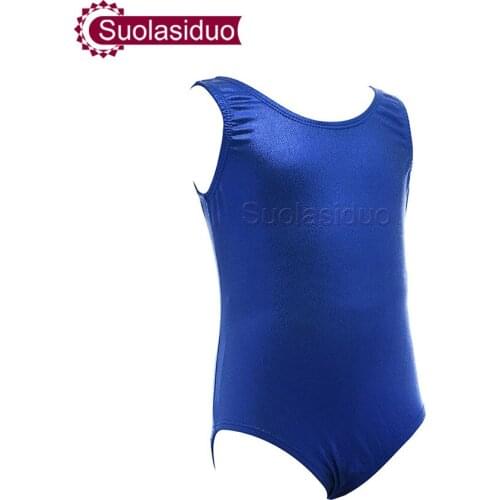 Kids Blue Leotards Lycra Spandex Sleeveless Girls Gymnastics Dancewear Toddler Baby Dance Leotards Costumes