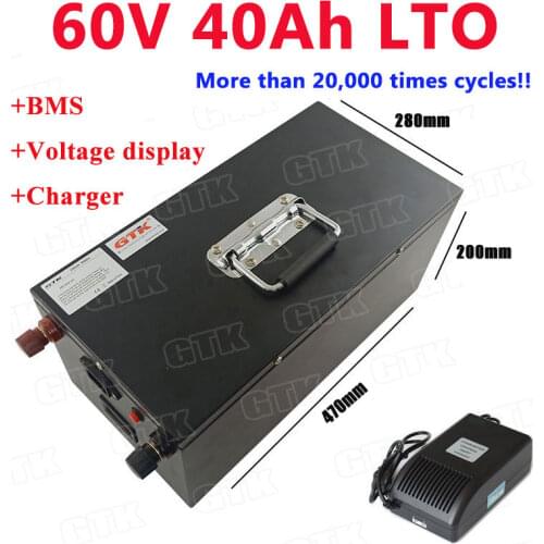 GTK Lithium Titanate Battery 60V 40Ah 50Ah 25S 2.4v cells fast charge for motocycle Camping cars motorhome+5A Charger