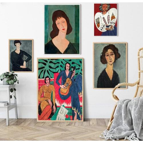 French Matisse Abstract Figure Canvas Painting Vintage Fashion Girl Wall Art Poster Pictures Nordic Living Room Home Decor