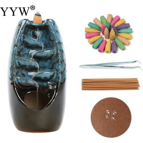 Ceramic Backflow Incense Burner Creative Retro Incense Stick Holder Remove Dampness And Taste For Office Or Home Decoration