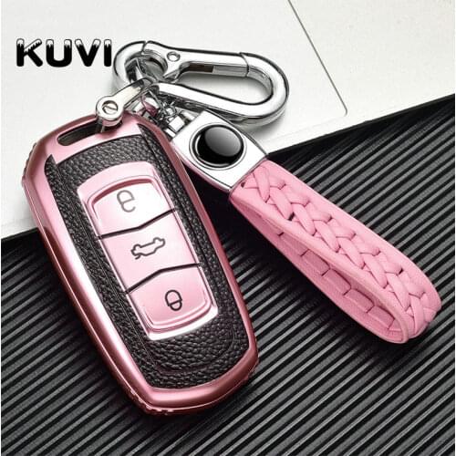 Leather Car Remote Key Case Cover For Geely Atlas Boyue NL3 EX7 Emarand Global Emgrarand X7 SUV GC9 Borui Auto Key Protect Shell
