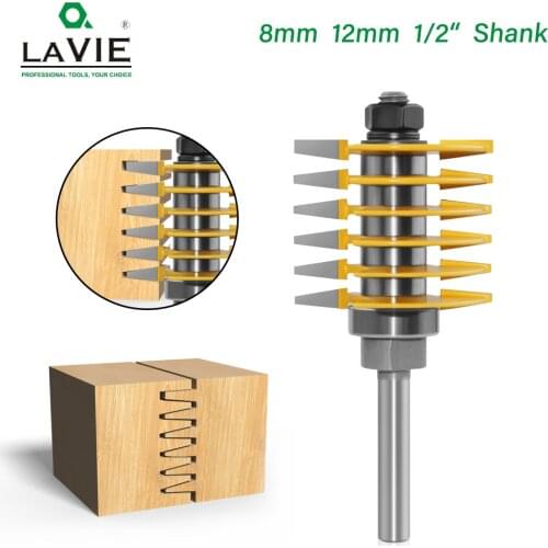 LAVIE 1pc 8mm 12mm 1/2" Shank Brand New 2 Teeth Adjustable Finger Joint Router Bit Tenon Cutter Industrial Grade for Wood Tool