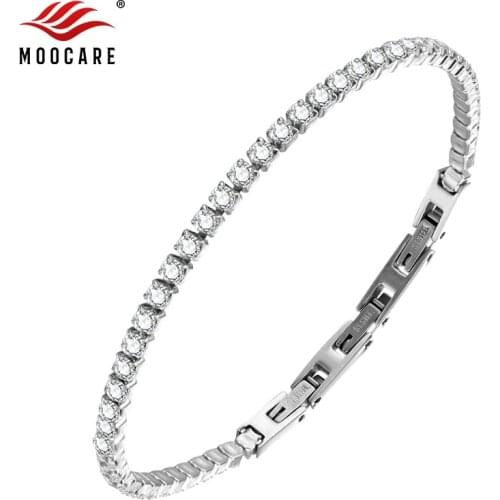 Moocare Fashion Jewelry Student Box Bracelet Zircon Claw Chain Micro Inlay 3mm Full Bracelet