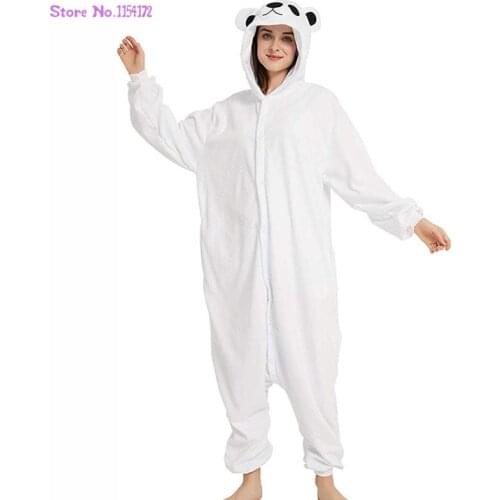 Cartoon Pijamas Men Cosplay Pyjama For Halloween PartyOnesies For Adults Polar Bear Kigurumi Pajamas Women Animal White Costume