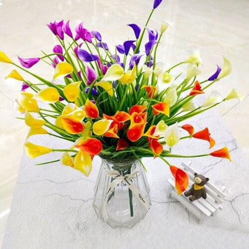 Bouquet Mini Artificial Calla With Leaf Plastic Fake Lily Aquatic Plants Home Room Decoration Flower New Beautiful 25 Heads Hot