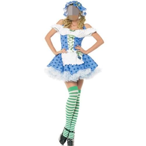 Hot Blue Popular Womens Oktoberfest Costume Fancy Dress Beer Costume Plus Size Halloween Costume