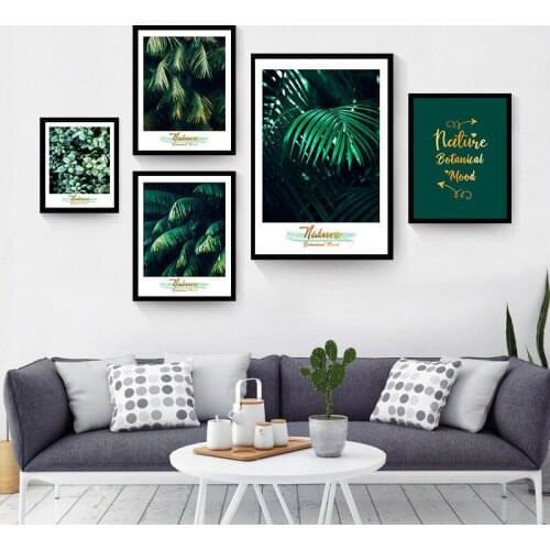 Nature Green Plant Leaf Flower Letter Home Decor Nordic Canvas Painting Living Room Bedroom Wall Art Print Modern Fresh Picture