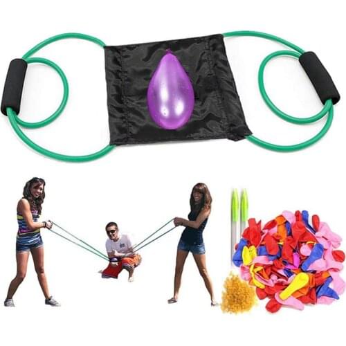 Water Balloon Launcher Elastic 3 People Bomb Outdoor Party Beach Rope Slingshot Fight Toy Funny Heavy Duty Beach Water Game Toy