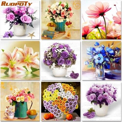 Adults DIY Unframe Oil Painting By Numbers Flower Picture Unique Gift Coloring By Numbers Unframe Acrylic Paint Kits Home Decor