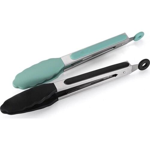 Silicone Food Tong Stainless Steel Kitchen Tongs Silicone Non-slip Cooking Clip Clamp BBQ Salad Tools Grill Kitchen Accessories