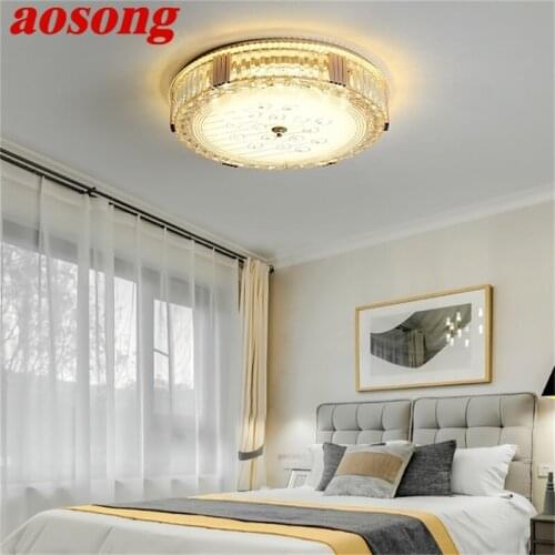 AOSONG Modern Ceiling Light LED Luxury Crystal Lamp Fixtures Home For Dining Room Decoration