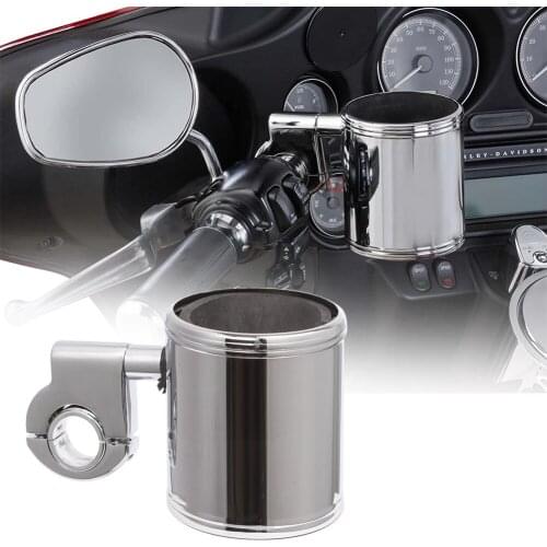 1PCS Universal Motorcycle 20mm to 35mm Models Chrome Adjustable Cup Holder For Harley Touring Sporster Dyna Softail Breakout ATV