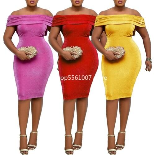 2021 Spring Fashion Style African Women Solid Color Knee-length Dress African Clothes African Dresses for Women