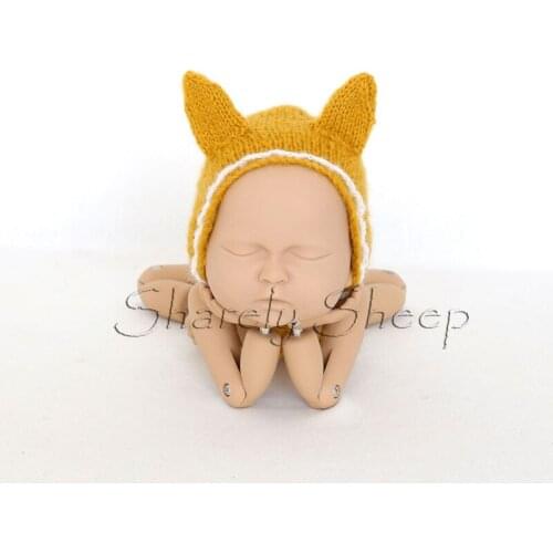 Handmade Crochet Cartoon Hat for Newborn Baby Photography Props bebe fotografie Accessories Baby Photo Shoot Bear Cap Hats Props