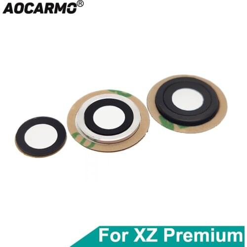 Aocarmo Back Lens Rear Camera Len Glass Cover With Frame Ring Adhesive Sticker For Sony Xperia XZ Premium XZP G8141 G8142