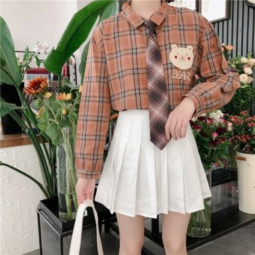 MERRY PRETTY Womens Cartoon Bear Embroidery Blouses And Shirt Long Sleeve Turndown Collar Tops And Blouse Girl Blusas Mujer