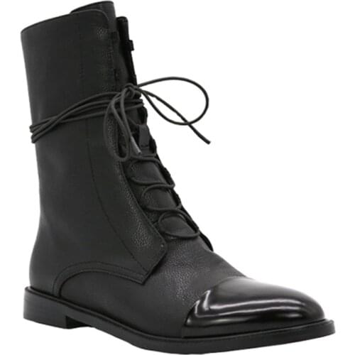 2021 autumn winter Martin women boots real leather fabric 2.5cm thick heels shoes with cross straps fashion boots women