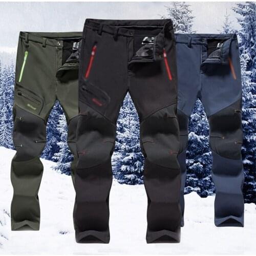 Winter Plus Velvet Thickening Hiking Trekking Pants Men Women Ootdoor Plus Size Soft Shell Mountaineering Hunting Trousers Pants