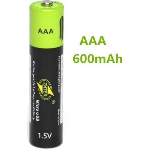 1PCS ZNTER 1.5V AAA rechargeable battery 600mAh USB rechargeable lithium polymer battery fast charging via Micro USB cable