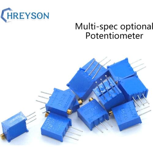 10Pcs 3296W Trimpot Trimmer Potentiometer 10R 20R 50R 100R 200R 500R 1K 2K 3K 5K 10K 20K 50K 100K 200K 500K 1M 2M 3296W-1-104LF