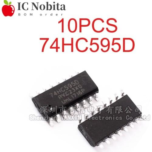 10PCS 74HC595 SOP16 74HC595D SOP SN74HC595D SOP-16 SMD Register IC New