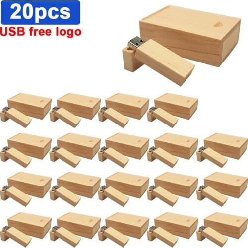 20pcs/lot wooden usb + box usb flash drive pendrive 4gb 8gb 16gb 32gb 64gb memory stick photography gifts free custom logo
